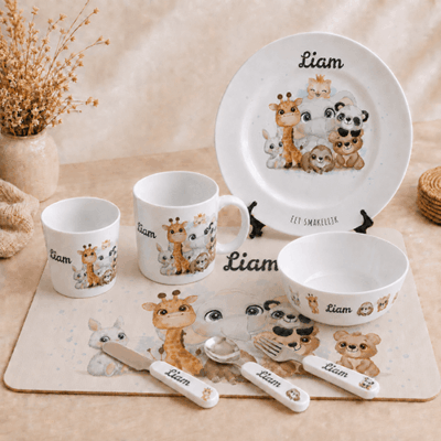 kinderservies met naam cute animals