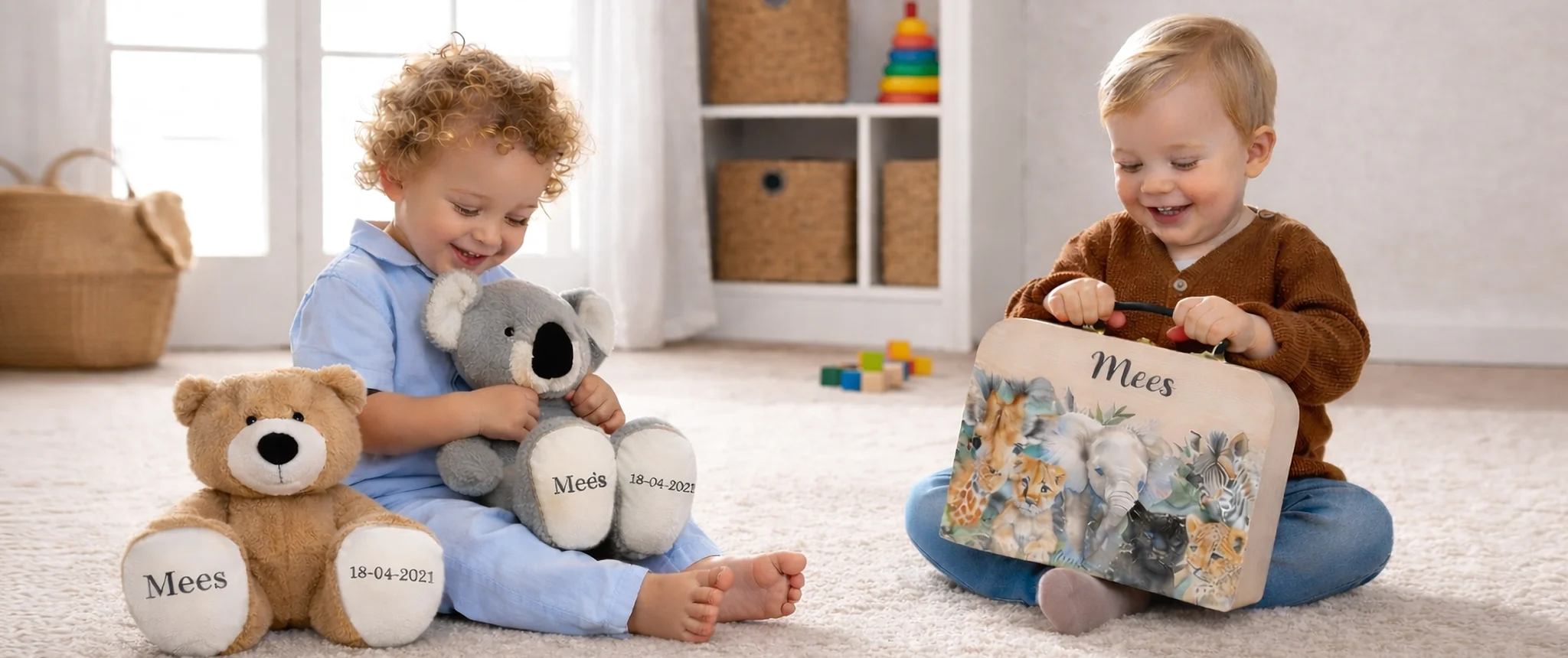 kraamcadeau met naam bij pixels en stiksels