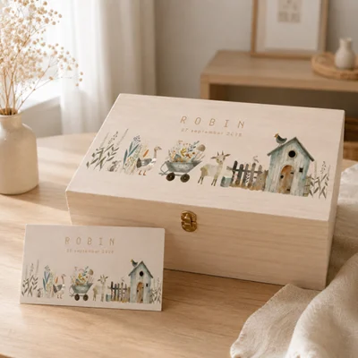 kraamcadeau met geboortekaartje memory box