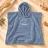 badstof poncho met naam greyblue