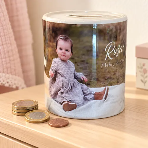 spaarpot met foto bedrukken